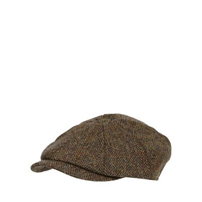 RJR.John Rocha Green wool Harris Tweed baker boy cap